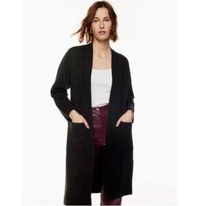 Aritzia Babaton Lance Black Open Face Wool Blend Cardigan Size L